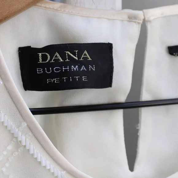 Dana Buchman Women’s Cream Silk Beaded Tank Blouse Size Large - Picture 3 of 9